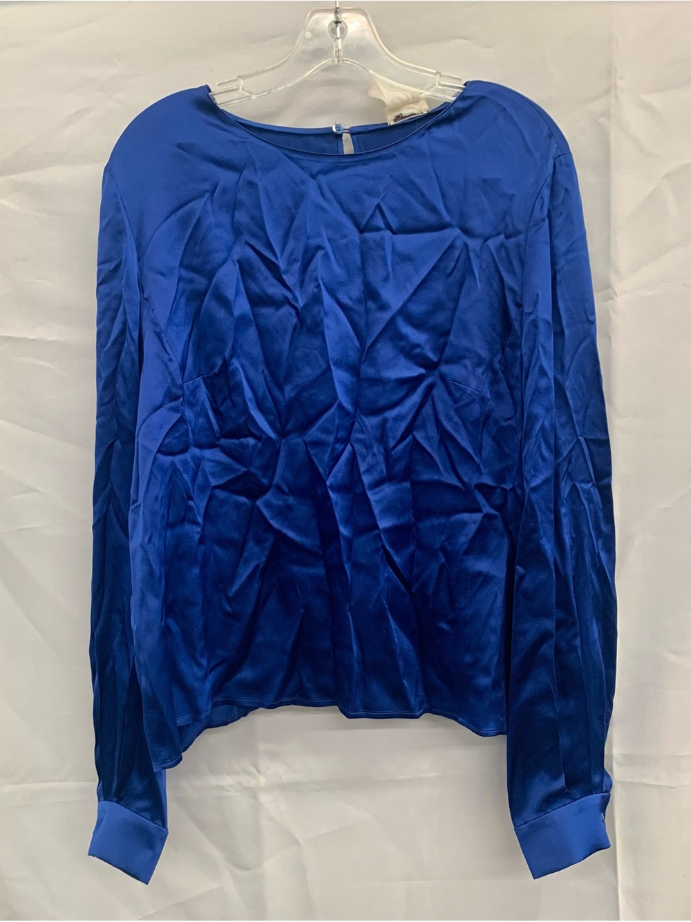 Vintage Blue Satin Long-Sleeve Women's Top by Louis Féraud